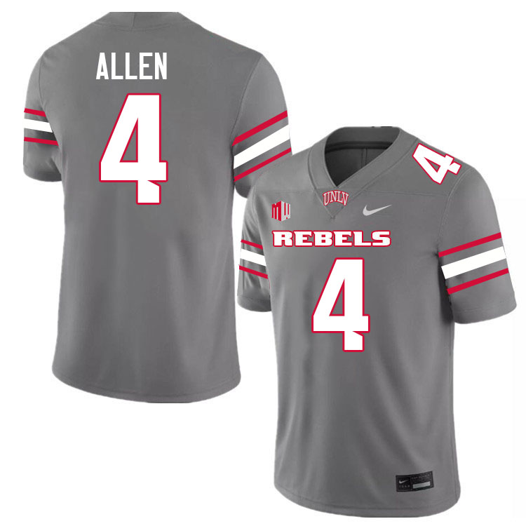 Men #4 Michael Allen UNLV Rebels College Football Jerseys Stitched-Grey